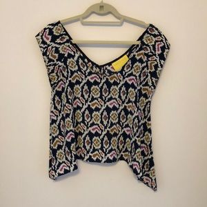 Aaron Ashe Aztec Print open back top